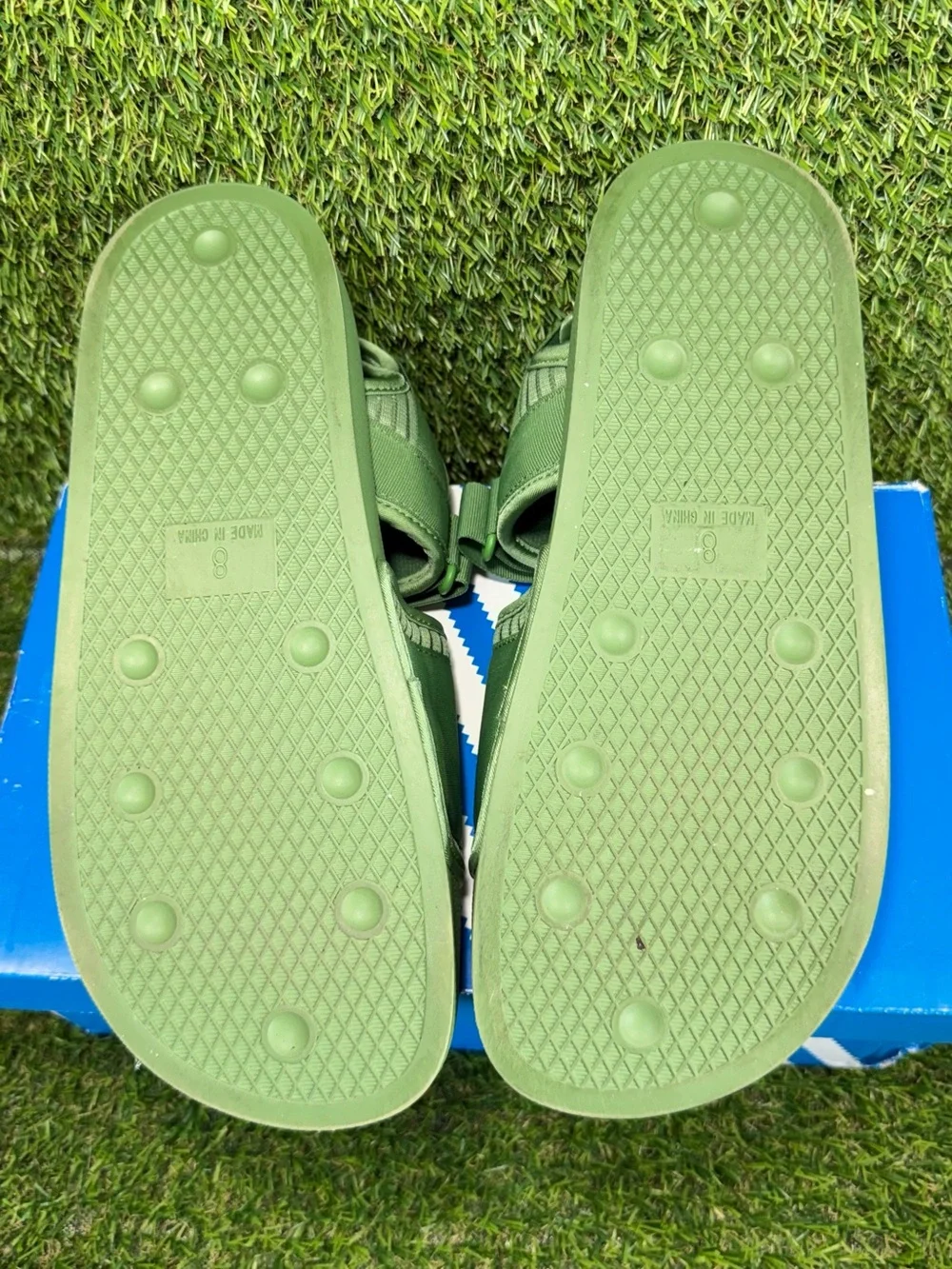 adidas PW Adilette 2.0 Pharrell Williams Green Hu Sandals Men Size 8 FU7611